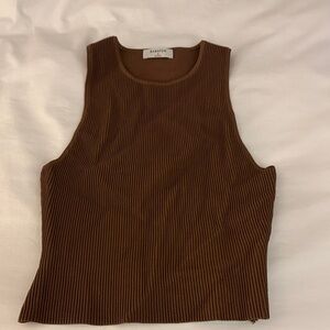 Babaton Chocolate Ribbed Tank Top